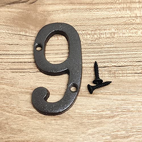 3D Haus Plaque Zahlen Brief A-Z Schwarz Gusseisen 8cm Metall Digitale Tür Platte Zeichen mit Schraube Alphabet Hause Outdoor Anti-Rost Außen Signage Türschild Hotel Wohnung Straße Mailbox (9) von elpruperif
