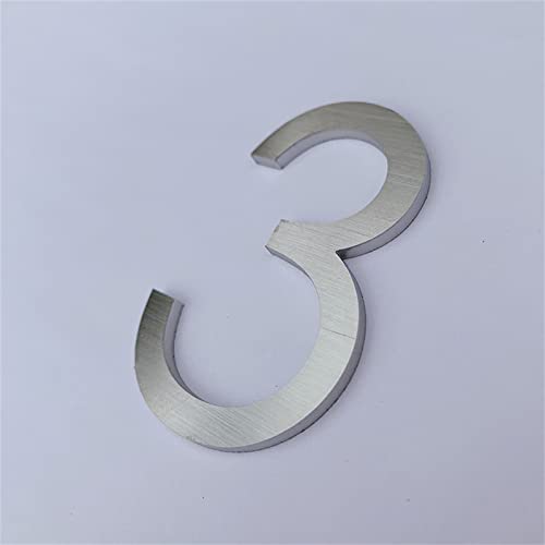 3D Schwimm Selbstklebende Haus Plaque Zahlen Massiv Edelstahl Gebürstet Metall mit Aufkleber Band 2,5 Zoll Türschild Hause Tür Outdoor Platte Zeichen für Mailbox Straßen Hof Wetterfeste (3) von elpruperif