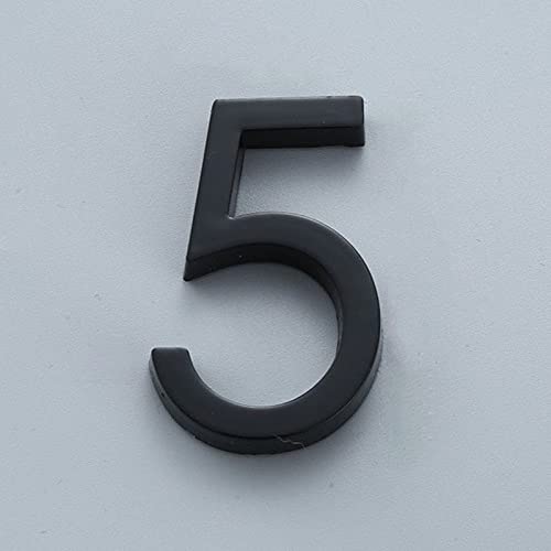 Selbstklebende 3D Hausnummern 0?9 6cm Schwarzes ABS Galvanisierte Nummer 3M Aufkleber für Wohnungstürschild Haustürschilder Digitale Adressschilder Briefkasten Straße Hotel Drinnen Draußen (5) von elpruperif