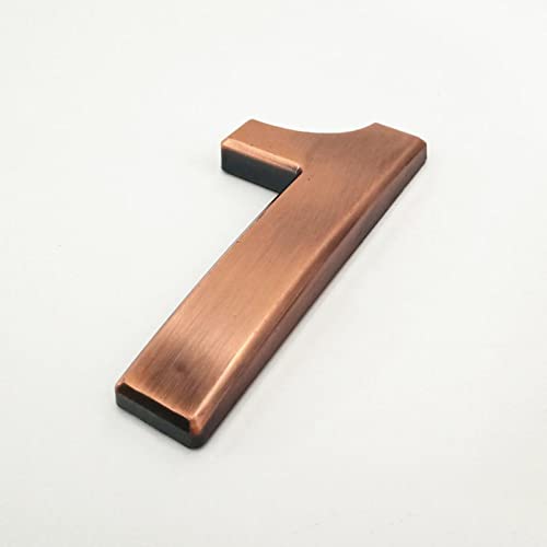 Selbstklebende 3D Hausnummern 10cm 0?9 Strichschild Modernes Rot Kupfer Braun Türschild Nummer Hoteladresse Briefkasten Ziffern Wandaufkleber ABS Galvanik Spiegeloberfläche (1) von elpruperif
