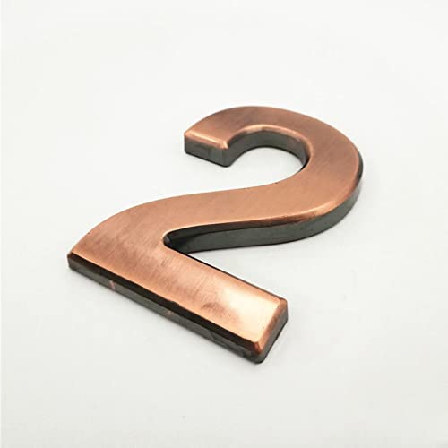 Selbstklebende 3D Hausnummern 10cm 0?9 Strichschild Modernes Rot Kupfer Braun Türschild Nummer Hoteladresse Briefkasten Ziffern Wandaufkleber ABS Galvanik Spiegeloberfläche (2) von elpruperif