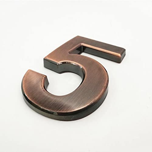 Selbstklebende 3D Hausnummern 10cm 0?9 Strichschild Modernes Rot Kupfer Braun Türschild Nummer Hoteladresse Briefkasten Ziffern Wandaufkleber ABS Galvanik Spiegeloberfläche (5) von elpruperif