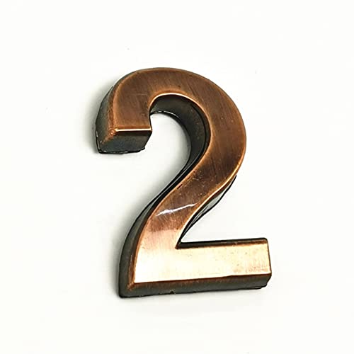 Selbstklebende 3D Hausnummern 3,5cm Nummer ABS Galvanik 3M Aufkleber Schilder Türschild Ziffern Rot Kupfer Braun 0?9 Adressschilder für Hotel Apartment Villa Zimmer Adresse Briefkasten (2) von elpruperif
