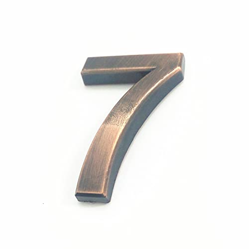 Selbstklebende 3D Hausnummern 50mm 0-9 Buchstabe A-Z Strichschild Moderne Rote Bronzefarbe Türnummer Adresse Ziffern 3M-Aufkleber Schild ABS-Galvanik, für Hotel Apartment Briefkasten (7) von elpruperif