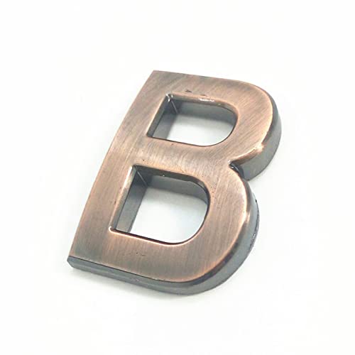 Selbstklebende 3D Hausnummern 50mm 0-9 Buchstabe A-Z Strichschild Moderne Rote Bronzefarbe Türnummer Adresse Ziffern 3M-Aufkleber Schild ABS-Galvanik, für Hotel Apartment Briefkasten (B) von elpruperif