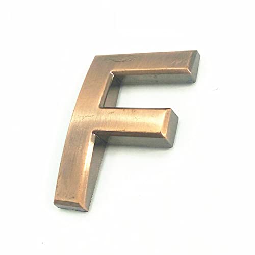 Selbstklebende 3D Hausnummern 50mm 0-9 Buchstabe A-Z Strichschild Moderne Rote Bronzefarbe Türnummer Adresse Ziffern 3M-Aufkleber Schild ABS-Galvanik, für Hotel Apartment Briefkasten (F) von elpruperif