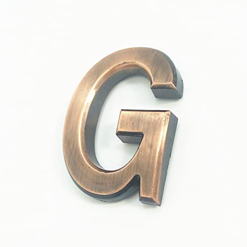 Selbstklebende 3D Hausnummern 50mm 0-9 Buchstabe A-Z Strichschild Moderne Rote Bronzefarbe Türnummer Adresse Ziffern 3M-Aufkleber Schild ABS-Galvanik, für Hotel Apartment Briefkasten (G) von elpruperif