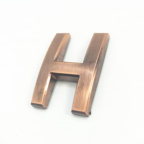 Selbstklebende 3D Hausnummern 50mm 0-9 Buchstabe A-Z Strichschild Moderne Rote Bronzefarbe Türnummer Adresse Ziffern 3M-Aufkleber Schild ABS-Galvanik, für Hotel Apartment Briefkasten (H) von elpruperif