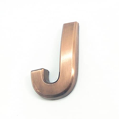Selbstklebende 3D Hausnummern 50mm 0-9 Buchstabe A-Z Strichschild Moderne Rote Bronzefarbe Türnummer Adresse Ziffern 3M-Aufkleber Schild ABS-Galvanik, für Hotel Apartment Briefkasten (J) von elpruperif