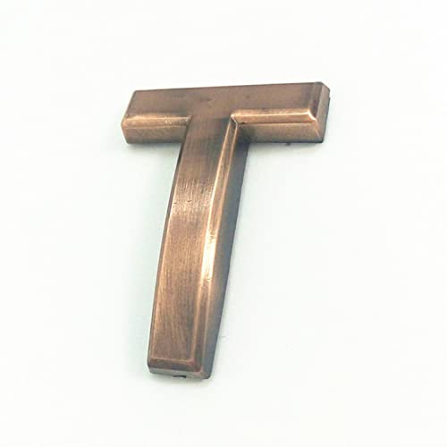 Selbstklebende 3D Hausnummern 50mm 0-9 Buchstabe A-Z Strichschild Moderne Rote Bronzefarbe Türnummer Adresse Ziffern 3M-Aufkleber Schild ABS-Galvanik, für Hotel Apartment Briefkasten (T) von elpruperif