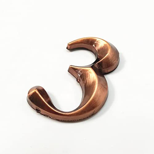Selbstklebende 3D-Hausnummernschild 50mm 0-9 Strichschild Modernes Rot Kupfer Bronze Farbe Türnummer Hoteladresse Postfach Ziffern 3M-Aufkleber Schild ABS Galvanisierte Spiegeloberfläche (3) von elpruperif