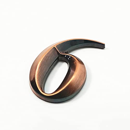 Selbstklebende 3D-Hausnummernschild 50mm 0-9 Strichschild Modernes Rot Kupfer Bronze Farbe Türnummer Hoteladresse Postfach Ziffern 3M-Aufkleber Schild ABS Galvanisierte Spiegeloberfläche (6) von elpruperif