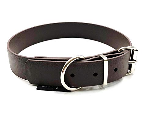 Biothane Hundehalsband 25mm Breit verstellbar S/M/L/XL Hundehalsband wasserbweisend (Braun, L 46-52 cm) von elropet