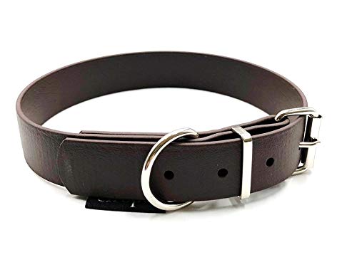 Biothane Hundehalsband 25mm Breit verstellbar S / M / L / XL Hundehalsband wasserbweisend (Braun, XL 51-57 cm) von elropet