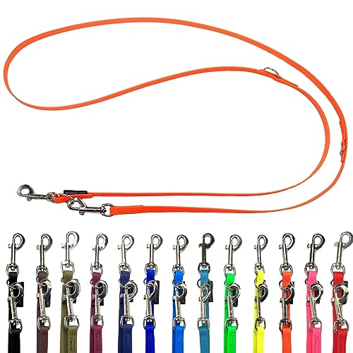 Biothane Hundeleine kleine Hunde/große Hunde verstellbar 2m / 2,40m / 2,80m / 3,50m / 5m SILBERNER Haken 9mm / 13m,m / 16mm (2,40m X 16mm, Orange) von elropet