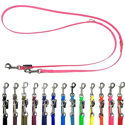 Biothane Hundeleine kleine Hunde/große Hunde verstellbar 2m / 2,40m / 2,80m / 3,50m / 5m SILBERNER Haken 9mm / 13m,m / 16mm (2m X 16mm, Pink) von elropet