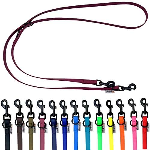 Biothane Hundeleine schwarzer Haken verstellbar für kleine Hunde/große Hunde 2m / 2,40m / 2,80m / 3,50m / 5m (Bordeaux, 5m X 13mm) von elropet