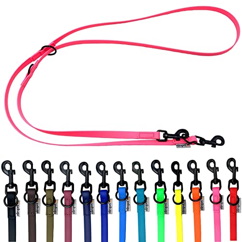 Biothane Hundeleine schwarzer Haken verstellbar für kleine Hunde/große Hunde 2m / 2,40m / 2,80m / 3,50m / 5m (Neonpink, 2m X 13mm) von elropet