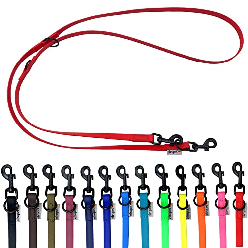 Biothane Hundeleine schwarzer Haken verstellbar für kleine Hunde/große Hunde 2m / 2,40m / 2,80m / 3,50m / 5m (Rot, 2m X 9mm) von elropet