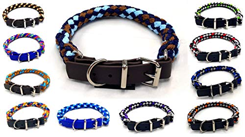 Hundehalsband für kleine Hunde/mittlere Hunde/große Hunde verstellbar S/M/L/XL mit Biothane Schnallenverschluss S 37cm - 42cm, Brownie (Hellbraun, Dunkelbraun, schwarz, beige) von elropet