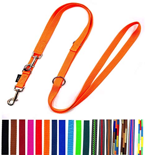 Hundeleine Doppelleine verstellbar 2m / 2,40m / 2,80m / 3,50m / 5m große Hunde 20mm/25mm (Orange 20mm, 3,50m) von elropet