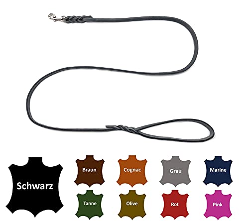 Hundeleine Fettleder kleine Hunde/große Hunde MIT Handschlaufe Made IN Germany 1m - 5m (3,0m X 8mm, Grau) von elropet