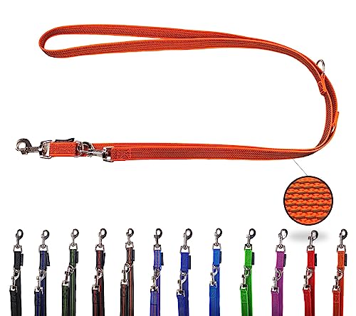 Hundeleine gummiert verstellbar/Doppelleine gummiert für mittlere und große Hunde / 2m / 2,40m / 2,80m / 3,50m / 5m (Orange, 5m) von elropet