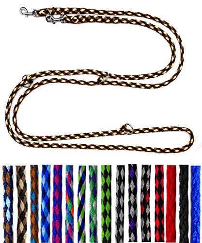 Hundeleine kleine Hunde bis 15 Kg/Doppelleine 4-Fach verstellbar 2,40m / 2,80m / 3,50m Führleine sehr leicht & robust (2,80m 4-Fach verstellbar, Brownie (Schwarz-Braun-Beige)) von elropet