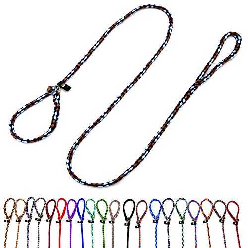 Retriever Hundeleine/Agility Leine/Moxonleine Mit Zugstopp 1,30m / 1,50m / 1,70m / 2m für Kleine und Große Hunde Bis 50 KG (1,70m Kleine Hunde (8mm), Afrika (Marineblau-Braun-Hellblau)) von elropet