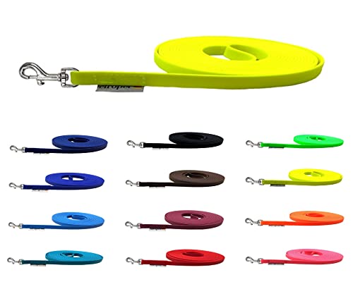 Schleppleine Biothane Hundeleine kleine Hunde 9mm 3m / 5m / 10m / 15m Hundeleine Biothane (2m MIT Handschlaufe, Neongelb) von elropet