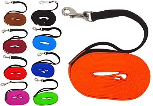 Schleppleine Fährtenleine mit Rückdämpfer 3m - 50 m für mitterle und große Hunde 20mm / 25mm breit (3m, Braun Gurtbreite: 20mm) von elropet