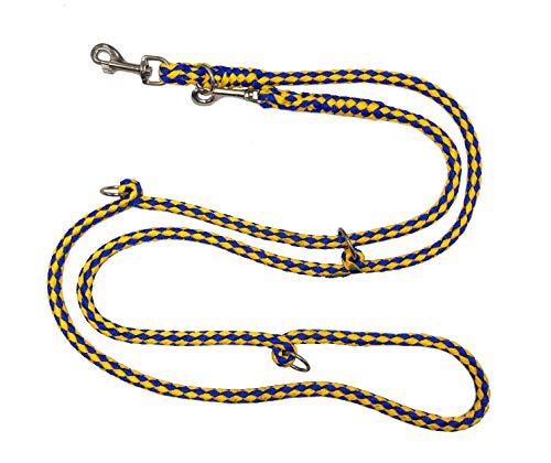elropet Hundeleine Doppelleine 2,80m 4fach verstellbar blau-gelb von elropet