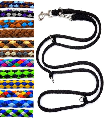 Hundeleine Doppelleine Übungsleine Führleine für mittlere Hunde bis 45 Kg über 39 Farben sehr stabil (2,40 m, Braun) von elropet