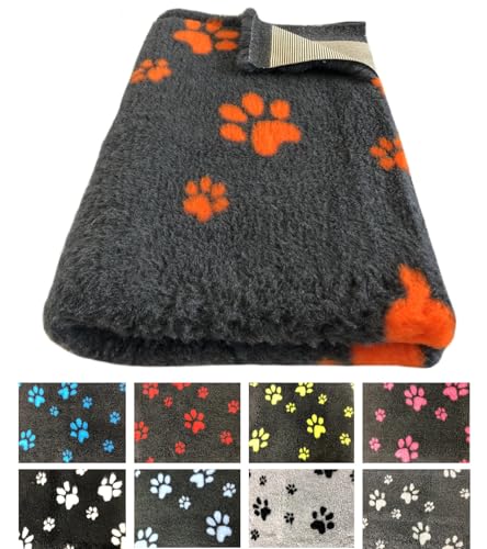 elropet Hundematte vetbed für kleine Hunde & große Hunde/Premium 22mm hohe Qualitätsstufe/Hundedecke S/M/L (Dunkelgrau + hellgrau Pfote, M 100cm X 80cm) von elropet