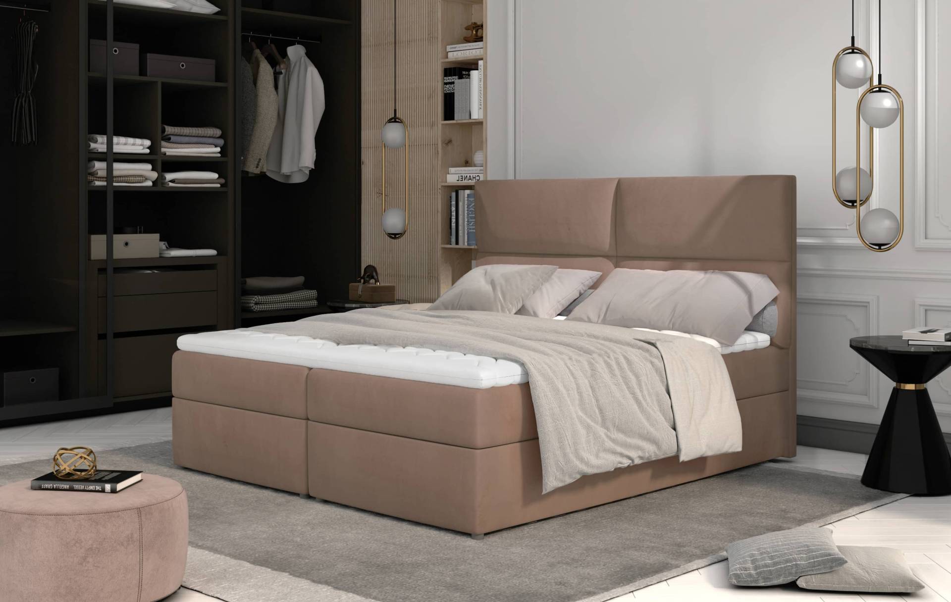 Boxspringbett Amber – Luxuskomfort und Flexibilität in 3 Farben und Größen von eltap