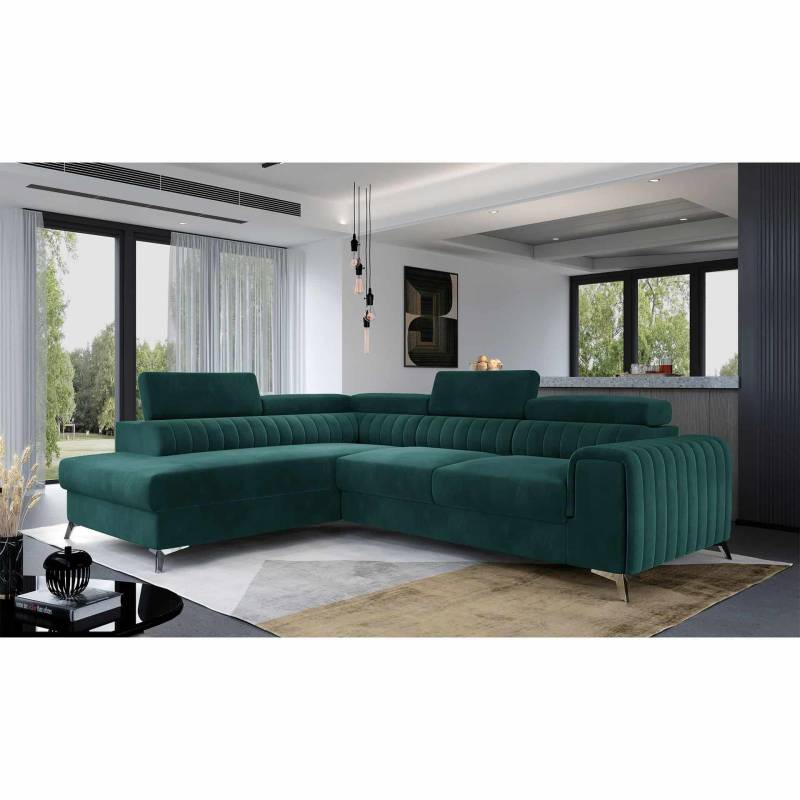 Ecksofa Laurence mit Schlaffunktion und Bettkasten - Monolith-Stoff von eltap