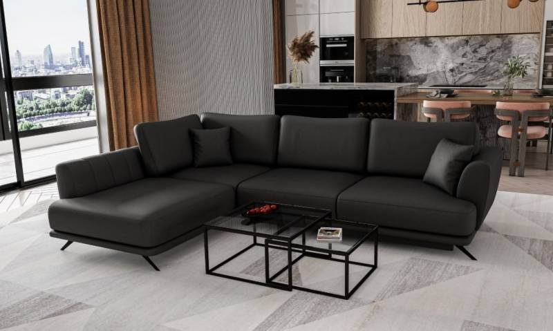 Lagos Ecksofa mit Schlaffunktion und Stauraum – Softies Stoff, 276x191 cm von eltap