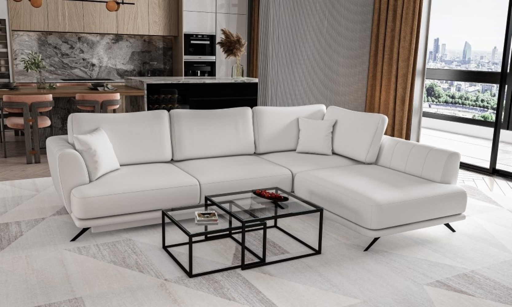 Lagos Ecksofa mit Schlaffunktion und Stauraum – Softies Stoff, 276x191 cm Lagos Ecksofa mit Schlaffunktion und Stauraum – Softies Stoff, 276x191 cm von eltap