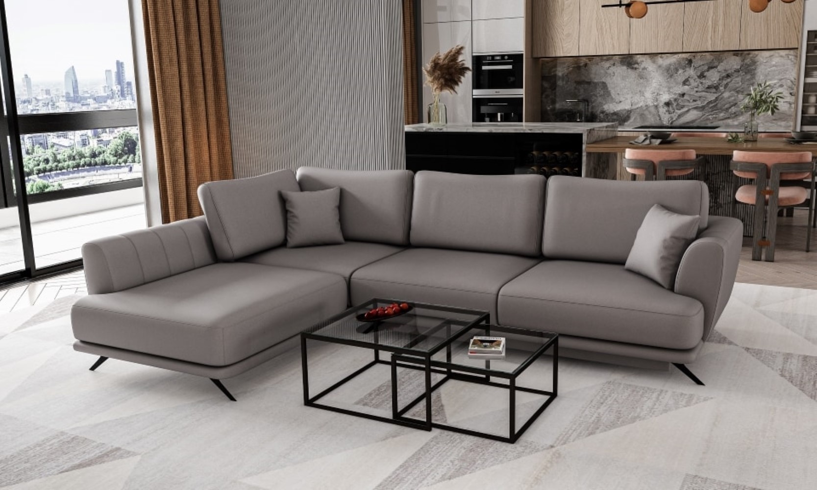 Lagos Ecksofa mit Schlaffunktion und Stauraum – Softies Stoff, 276x191 cm Lagos Ecksofa mit Schlaffunktion und Stauraum – Softies Stoff, 276x191 cm von eltap