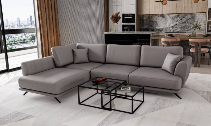 Lagos Ecksofa mit Schlaffunktion und Stauraum – Softies Stoff, 276x191 cm von eltap