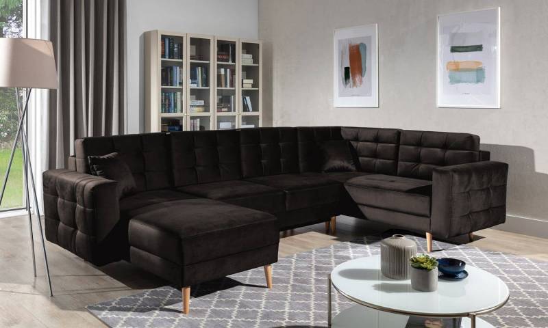 Wohnlandschaft Asgard U Dunkelbraun – Sofa mit Schlaffunktion von eltap