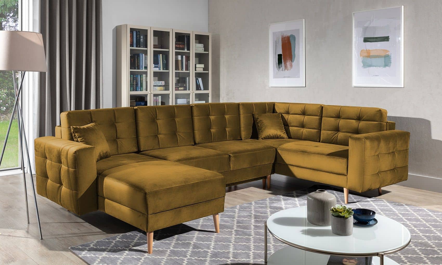 Wohnlandschaft Asgard U Gelb – Sofa mit Schlaffunktion Wohnlandschaft Asgard U Gelb – Sofa mit Schlaffunktion von eltap