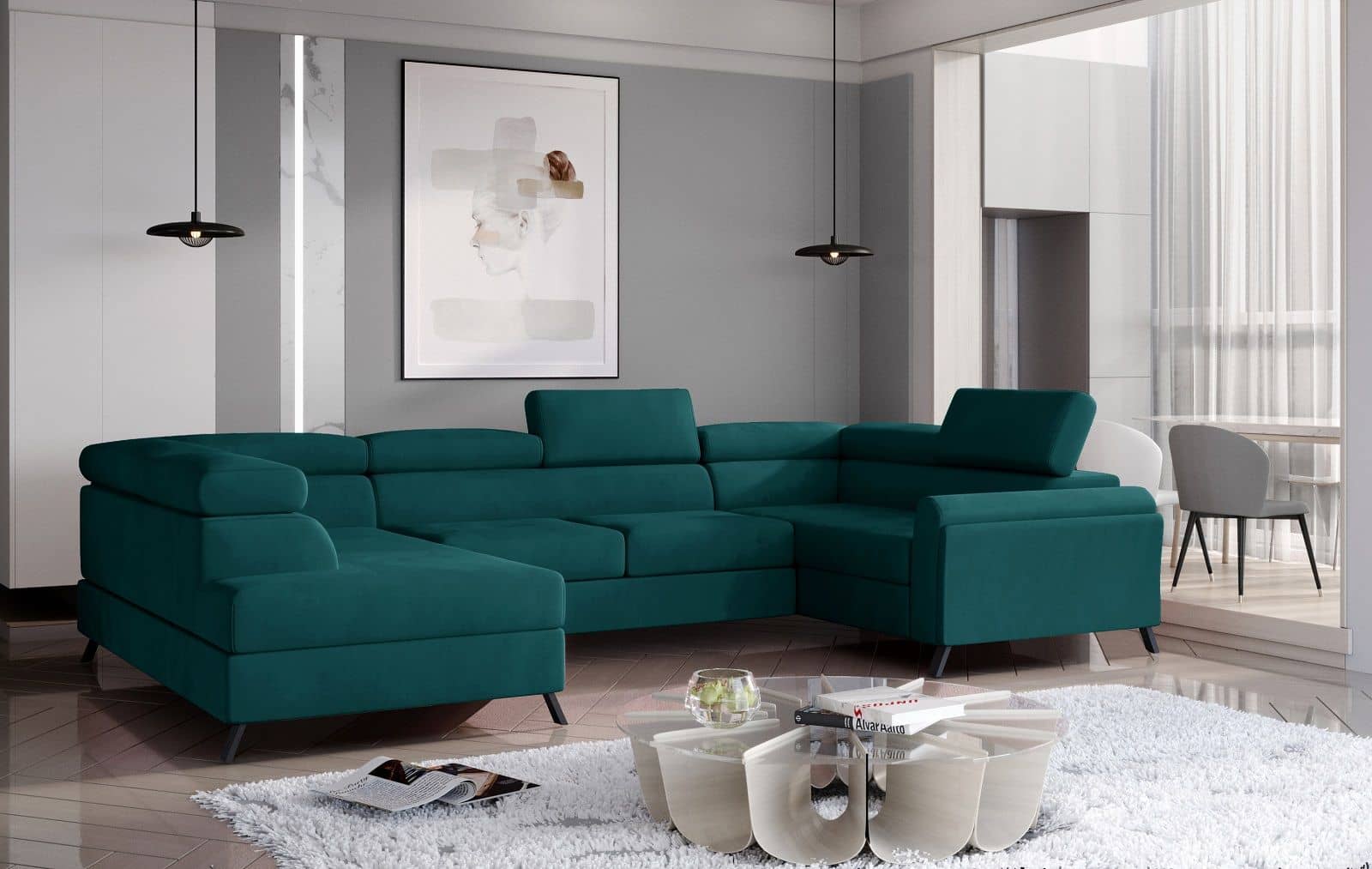 Wohnlandschaft Escada Grün mit Schlaffunktion & Stauraum Wohnlandschaft Escada Grün mit Schlaffunktion & Stauraum von eltap