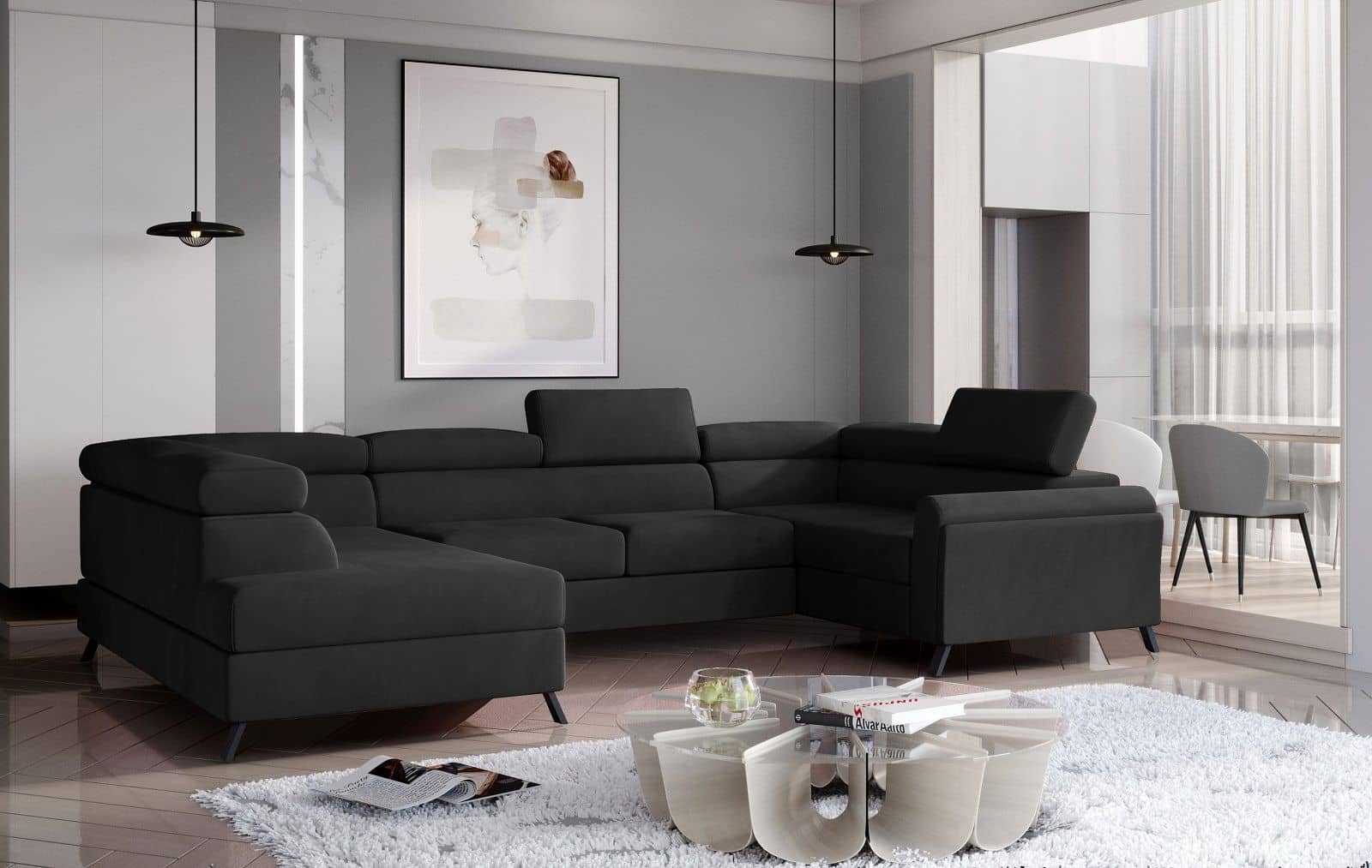 Wohnlandschaft Escada Schwarz – Schlaffunktion & Stauraum Wohnlandschaft Escada Schwarz – Schlaffunktion & Stauraum von eltap