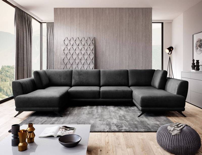 Wohnlandschaft Larco U-Form mit Schlaffunktion & Stauraum - Nube-Stoff von eltap