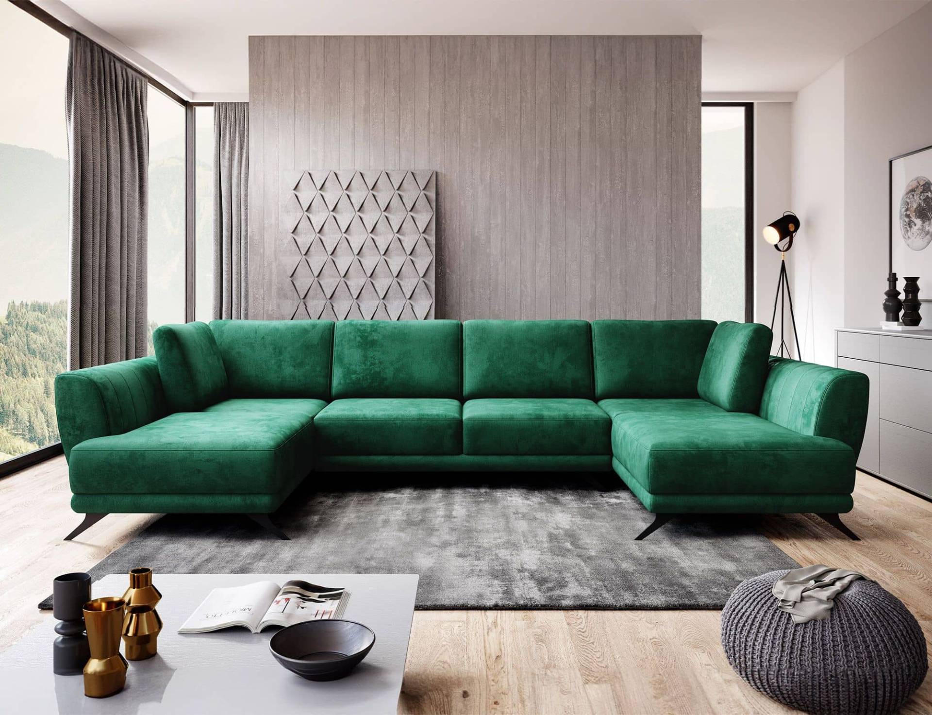 Wohnlandschaft Larco U-Form mit Schlaffunktion & Stauraum - Nube-Stoff Wohnlandschaft Larco U-Form mit Schlaffunktion & Stauraum - Nube-Stoff von eltap