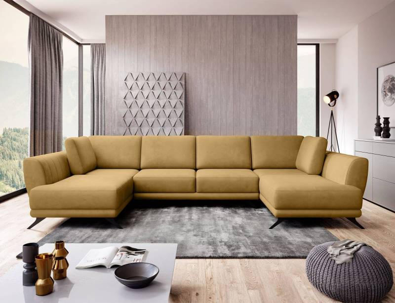 Wohnlandschaft Larco U-Form mit Schlaffunktion & Stauraum - Nube-Stoff von eltap