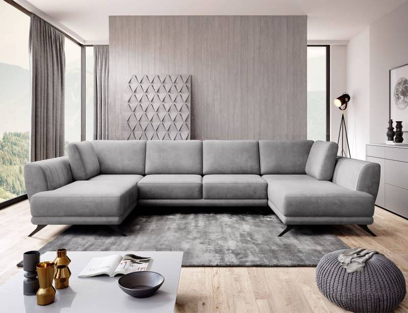 Wohnlandschaft Larco U-Form mit Schlaffunktion & Stauraum - Nube-Stoff von eltap