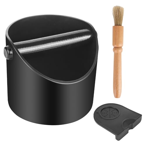 Abklopfbehälter für Siebträger Kaffeesatz Behälter - Coffee Abschlagbehälter Knock Box Espresso mit Matte Silikon, Reinigungsbürste, Kaffeesatz Abschlagbehälter Siebträger Zubehör für Küche Café von elthmpr