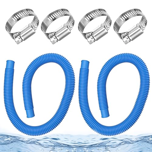 Poolschlauch 32mm Pool Schlauch für Poolpumpe - 2 Stück Schwimmbadschlauch 150cm Universal Saugschlauch mit 4 Stück Sicherungsclip Ersatzschlauch Poolsauger Für Filterpumpe und Schwimmbad von elthmpr